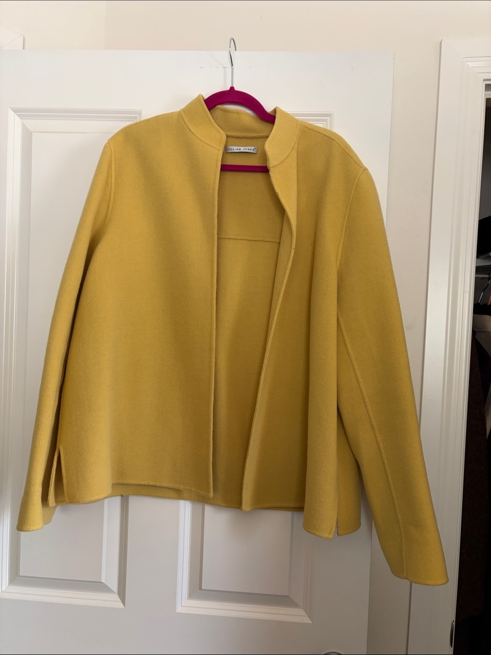 Mustard Yellow Open Front Wool Jacket